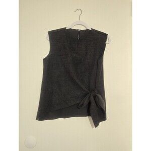 Women's Short Sleeve‎ Wool Blend Blouse Knotted Bow Size Medium